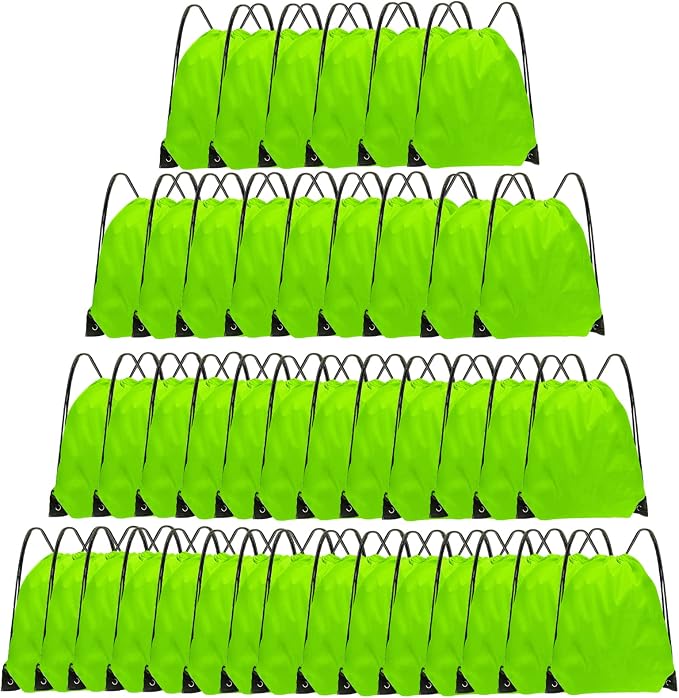 Grneric Drawstring Backpack Bulk 42 Pcs String Backpack Drawstring Bags Cinch Bag Sackpack for Men Women Gym (Light Green) by Grneric