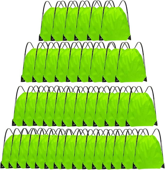 Grneric Drawstring Backpack Bulk 42 Pcs String Backpack Drawstring Bags Cinch Bag Sackpack for Men Women Gym (Light Green) by Grneric