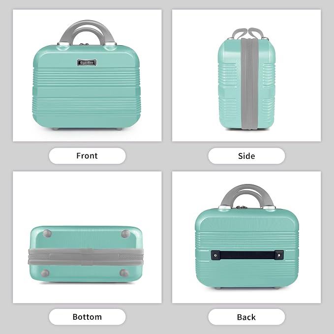 14 Inch Multi-Purpose Waterproof Hard Shell Makeup Case (Green) | ABS Scratch-Proof, Carrying Cosmetic Organizer Case with Elastic Band, Train Case, Mini Suitcase Vanity Case for Women Girl - Image 6