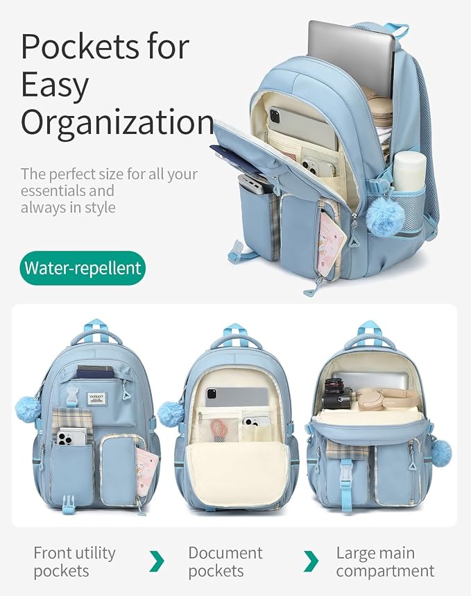 Backpack for Girls, 15.6in Laptop School Bag Kids Elementary Middle High College Students Large Bookbags for Teens Mochilas Escolares para Niñas, Blue - Image 4