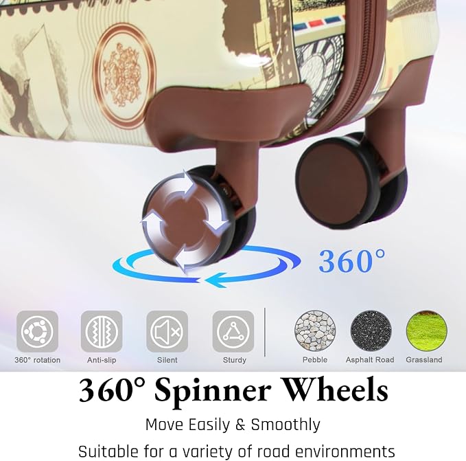 Luggage Hard-shell with 360° Spinner Wheels, Gradient Color Suitcase with Combination Lock, Lightweight - Image 3