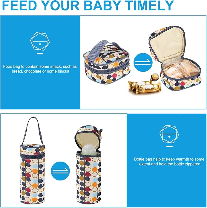 Diaper Bag Tote, Baby Bag for Girls and Boys, 5 Piece Set with Large Medium Tote Bag, Food Bag, Bottle Bag and Changing Pad, Shoulder Straps - Image 5
