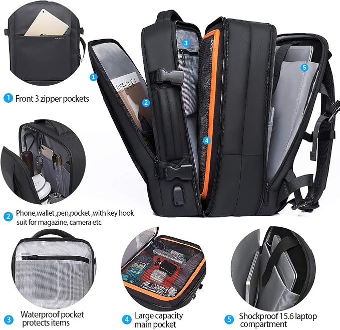 35L Travel Backpack,Flight Approved Carry On Backpack for International Travel Bag, Water Resistant Durable 17-inch Laptop Backpacks,Large Daypack Business Weekender Luggage Backpack for Men Women - Image 2