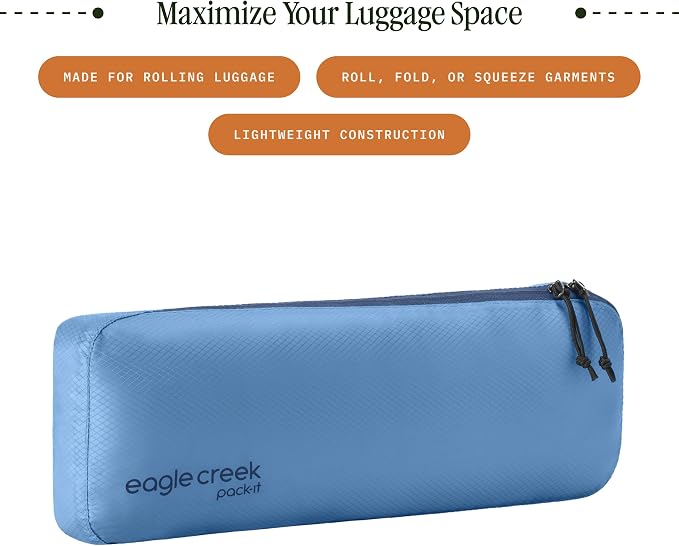 Eagle Creek Pack-It Isolate Slim Cube M/M/M Set - Minimalist Compact Travel Organizer for Hair Styling Tools, Belts & Small Items - Travel Accessories - Blue Dawn - Image 2