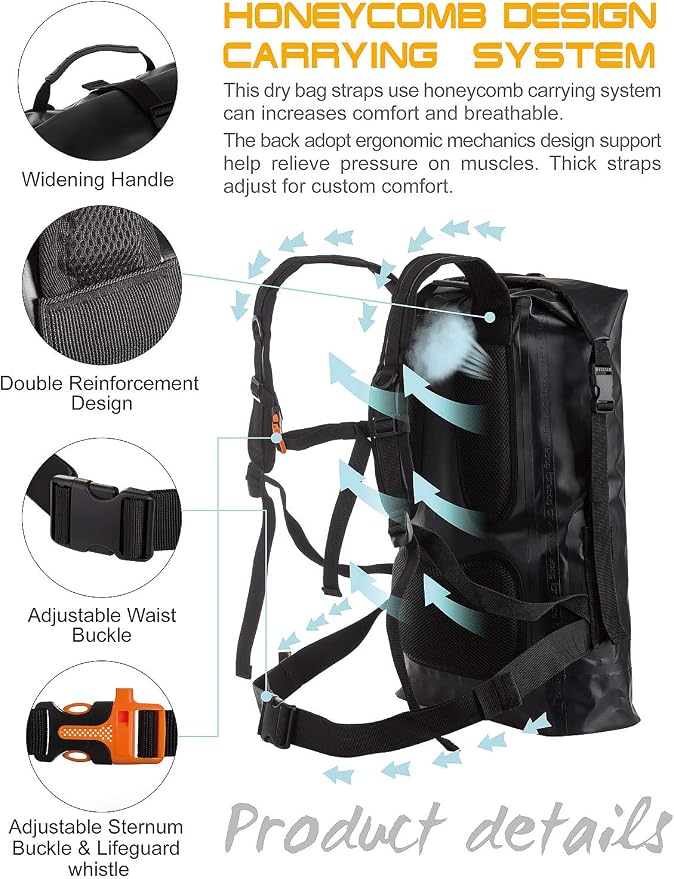 IDRYBAG Waterproof Backpack for Men 20L/30L/40L, Floating Dry Bag Kayak, Dry Backpack Hiking - Image 2