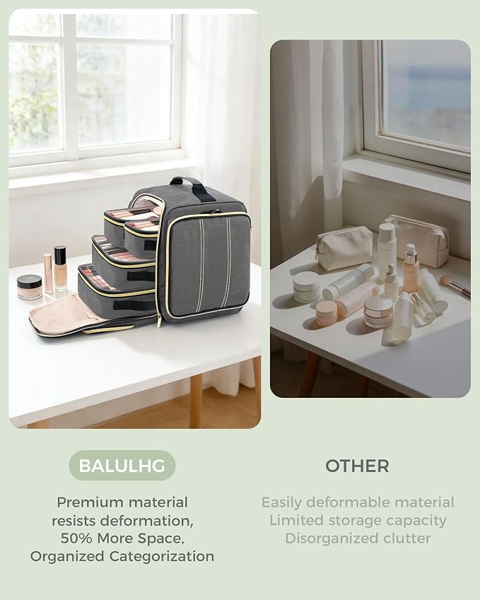 BALULHG Large Travel Makeup Bag - Cosmetic Organizer with 4 Removable transparent Inner Pockets, Multi-functional Toiletry Bag for Accessories & Brushes, Women's Beauty Case,Patent Pending - Image 4