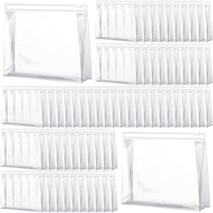 Xuniea 100 Pcs Mini Clear Makeup Bag PVC Small Travel Toiletry Organizer Pouches Bulk Waterproof Transparent Plastic Cosmetic Bag with Zipper for Women Men Travel(7.9'') by Xuniea