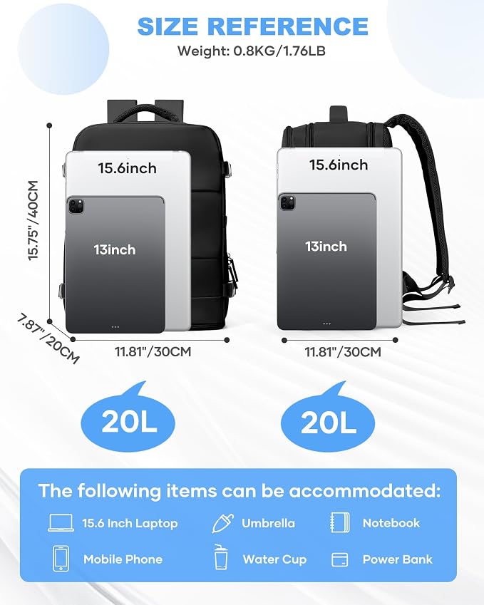coowoz Travel Backpack Carry On for Women Man Gym Backpack with Laptop Compartment Mochila de Viaje Teacher Personal Item Backpacks Rucksack Airplane Accessories Must Haves,Black Small - Image 3
