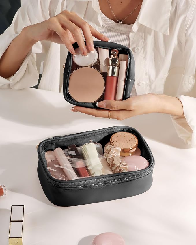 Pocmimut Clear Makeup Bag, Easy to Find Mini Makeup Bag for Purse, Travel Makeup Bag for Car, Compact Cosmetic Pouch for Daily Essentials,Black - Image 9