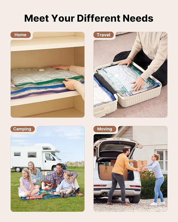 Vacuum Seal Bags for Clothing Travel with Rechargeable Cordless Pump, VINTAR 16 Pack Space Saver Vacuum Storage Bags for Clothes, Travel Compression Bags Set (4XL/4L/4M/4S) for Luggage and Suitcase - Image 8