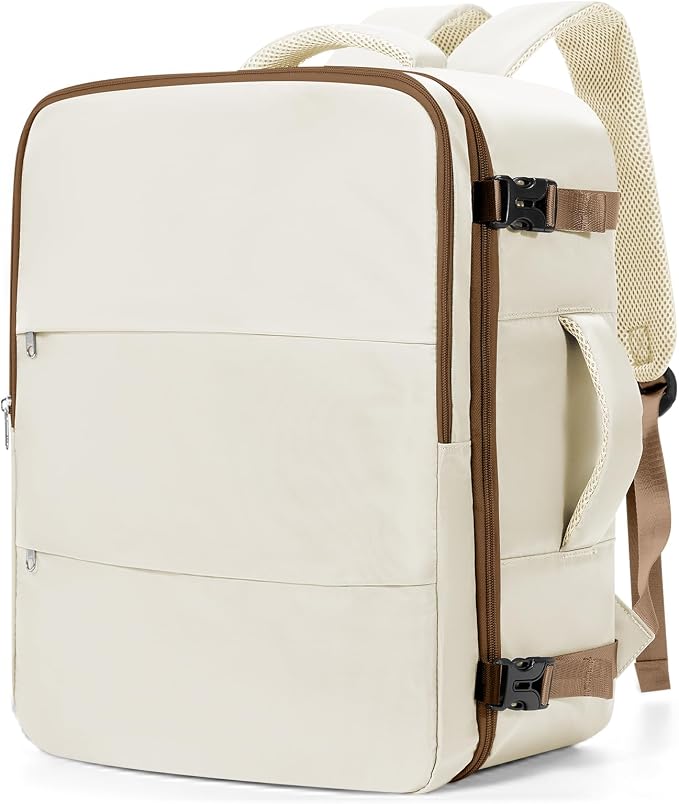 Travel Backpack For Women Men Carry on Backpack Luggage Flight Approved Personal item Travel Bag Essentials Mochila de viaje Laptop College Backpack Large Beige Brown by UPPACK