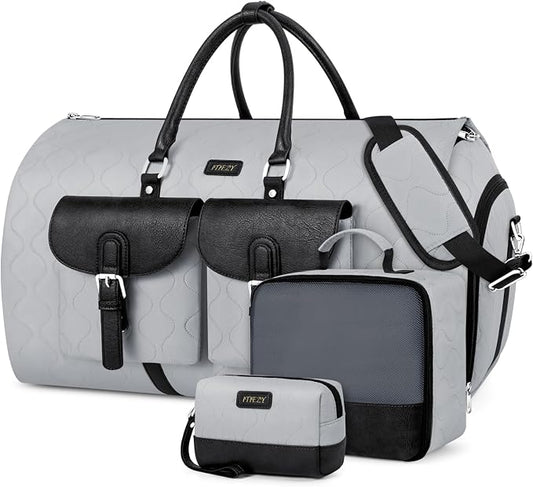 Garment Duffel Bag for Travel - ITIEZY Convertible Carry on Garment Duffel Travel Bag for Women Men Large Weekender Bag with Shoes Pouch 2 in 1 Hanging Suit Travel Duffel Bag 3pcs Set by ITIEZY