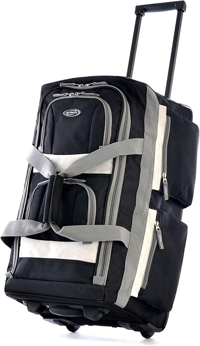 Olympia U.S.A. 29 inch Jumbo Size 8 Pockets Wheeled Rolling Duffel Bag Water Resistant Luggage Lightweight Travel Suitcase with Retractable Handle by OlympiaUSA