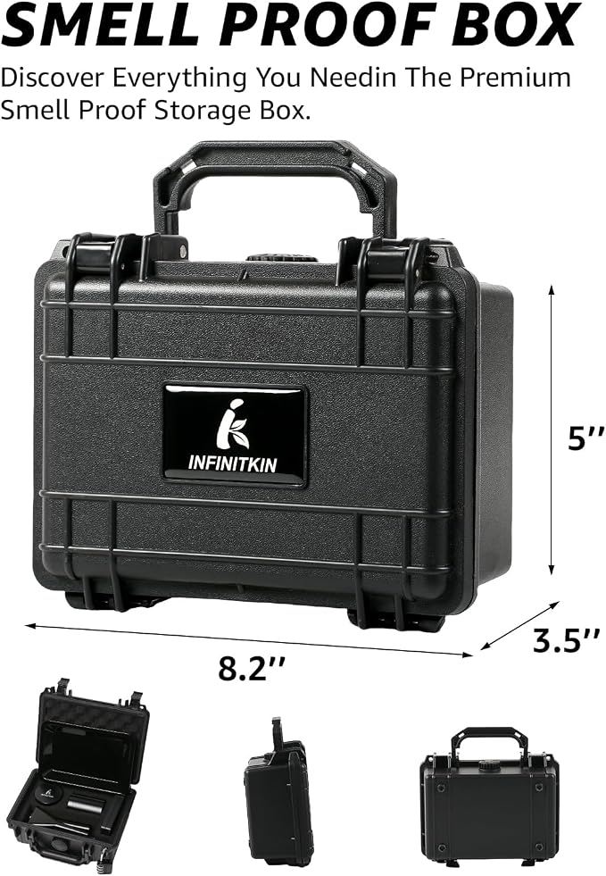INFINITKIN Smell Proof Box – Portable Smell Proof Storage Box with Combination Lock, Airtight & Waterproof, Includes Pocket Scale & Accessories for Home, Travel & Camping - Image 4