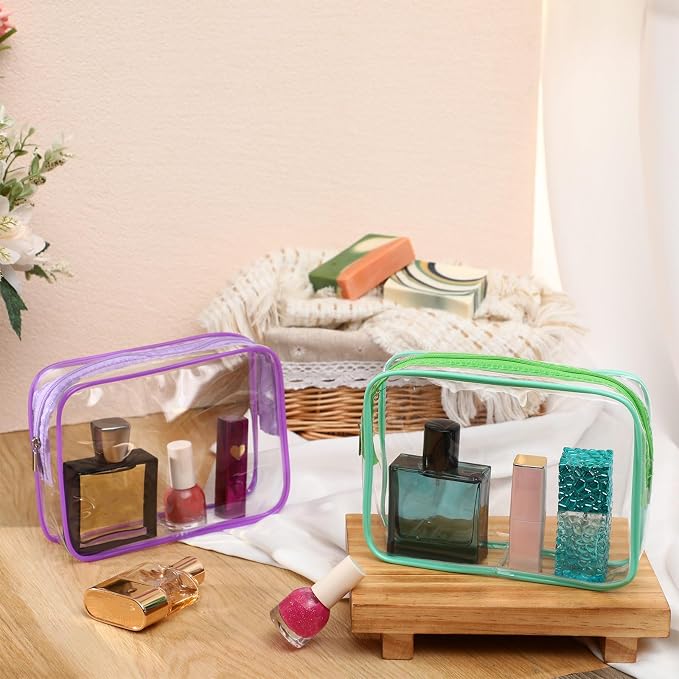 60 Pcs Clear Makeup Bags Bulk Travel Toiletry Bag 7 x 5.5 x 1.6 Inch PVC Zipper Pouch Waterproof Plastic Cosmetic Case Portable Organizer for Women Summer Bathroom (Multicolor) - Image 7