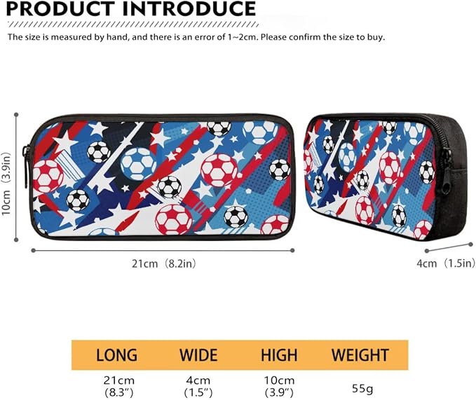 Patriotic Soccer Star Print Reusable School Bookbag Set for Teenage Girls, 4th of July Backpack Set with Insulated Lunch Shoulder Box and Pencil Case, Children's Knapasck Set, Blue - Image 5