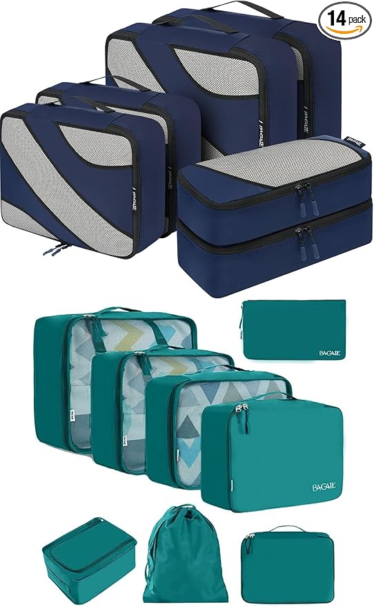 BAGAIL 8 Set Packing Cubes and 6 Set Luggage Packing Organizers by BAGAIL