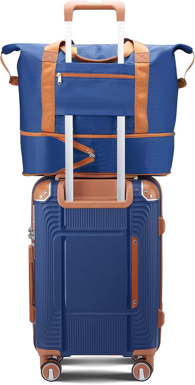 5 Piece Luggage Sets PP Hardshell, Navy Blue | Duffel & Toiletry Bag, Carry-on Suitcase Set (20/24/28), Detachable Spinner Wheels, YKK Zippers & Corner Guards - Image 8