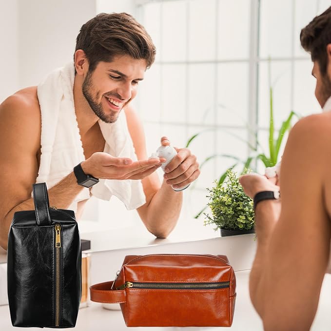Hillban 10 Pcs Groomsmen Gift Leather Toiletry Bag for Men Travel Shaving Kit Bathroom Bag Make up Cosmetic Proposal Supplies for Wedding Favor Grooming Anniversary Boyfriend Father(Colored) - Image 5