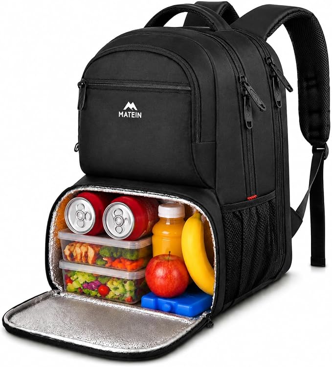 MATEIN Lunch Backpack for Men, 17 Inch Insulated Cooler Backpack with Lunch Compartment, Water Resistant Laptop Back Pack Computer Meal Prep Backpacks Mens Gifts Work Picnic College Travel by MATEIN