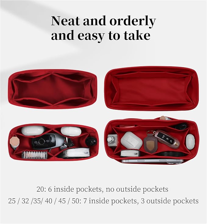 Satin Purse Organizer for Birkin 30 Retourne, Rouge Casaque | Custom Fit, Multiple Pockets, Lightweight Purse Essentials, Ideal for Travel, Shopping, and Daily Use - Image 3