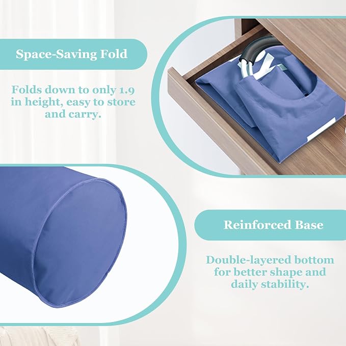 WOOHA 125L Large laundry basket,Collapsible laundry hamper, Tall Clothes Baskets Folding Washing Bin Foldable Fabric Hamper Bags for Bedroom, Closet,Bathroom,College,laundry bag,navy blue - Image 6