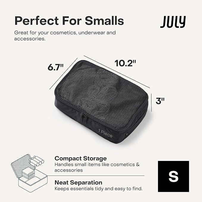 July Packing Cells - 4 Set Packing Cubes Luggage Organizer Bags (S, M, 2 x L), Must-Have Suitcase Organizer for Travel, Road Trip & Camping Accessories, Stain-proof, Washable, 3 Sizes - Charcoal - Image 3