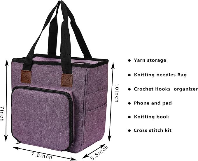 crochet bag,knitting bagBackpack and Tote Bag Storage Bag ，Large capacityYarn Storage Organizer Travel Crochet Bag Women Carrying Crochet Accessories Knitting Needles Crochet - Image 5