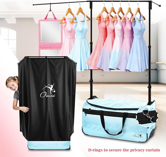 Dance Bag with Garment Rack and Curtain, 28" Rolling Dance Competition Duffle Bag with Garment Rack | Portable Dance Changing Room Suitcase for Dancers Athlete Livestreamer Cheerleaders - Image 2