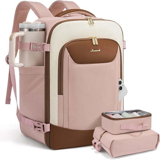 LOVEVOOK 40L Travel Backpack for Women Men, Large Carry on Backpack for Airplanes TSA Personal Item Travel Bag fits 15.6" Laptop, Waterproof Weekender Essentials Airline Approved with 2 Packing Cubes by LOVEVOOK