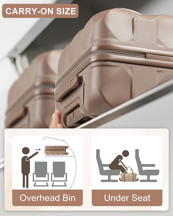 Somago Luggage Set of 3 Piece Suitcase Set Carry On Luggage with YKK Zipper TSA Lock ABS Hardside Luggage Spinner Wheels, Khaki - Image 8