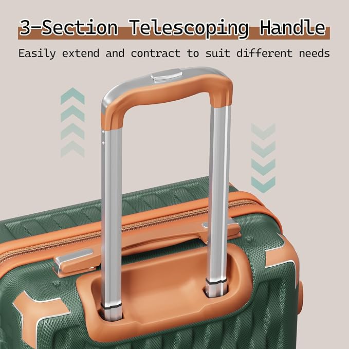 Melalenia Luggage Sets 5 Piece with Duffel Bag, Hard Shell Carry on Suitcase with Spinner Wheels and TSA Lock, Travel Lightweight Luggage Set for Women, Green Brown - Image 2