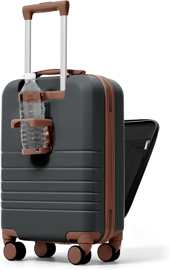 20 Inch Checked Suitcase with TSA Lock Travel Duffel Bag Wet-Dry Toiletry Bag, Black Front-Opening - Image 6