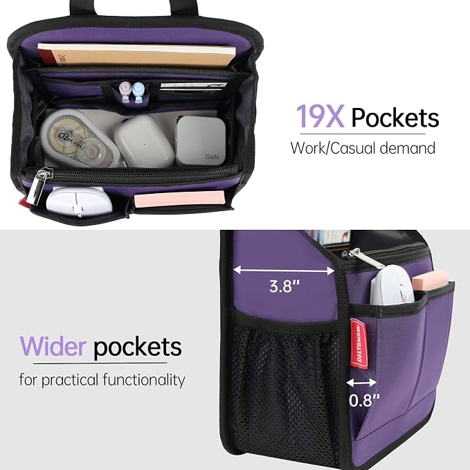 Mini Premium Rugged Backpack Purse Organizer Insert for Women Fashion Small Backpack-19 Pockets,Padded Water-repellent Nylon-Purple - Image 2