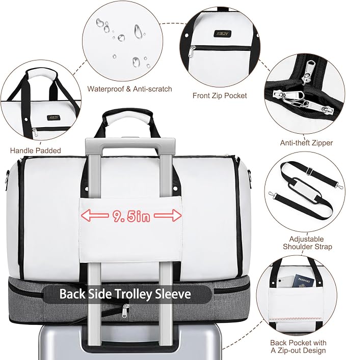 Garment Duffle Bag for Travel - Convertible Carry on Garments Duffel Bags Travel Bag for Women Men Large Weekender Bag with Shoes Compartment 3 in 1 Hanging Clothes Suit Dress Bag 3pcs Set - Image 5