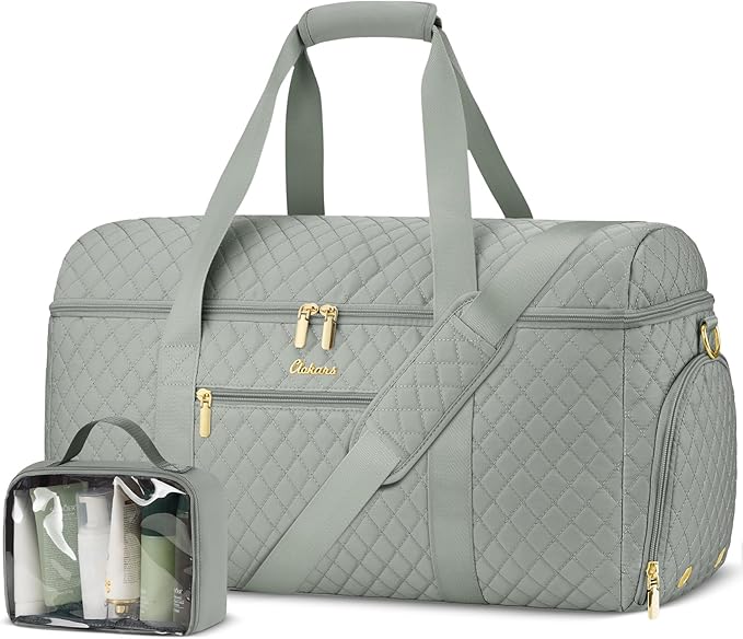 Weekender Bags for Women, Wide Open Large Travel Duffle Bag with Shoe Compartment, Overnight Hospital Bag For Women Labor Delivery, Carry on Bag Personal Item Travel Bag with Wet Pocket (Dark Green) by Unknown