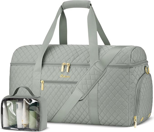 Weekender Bags for Women, Wide Open Large Travel Duffle Bag with Shoe Compartment, Overnight Hospital Bag For Women Labor Delivery, Carry on Bag Personal Item Travel Bag with Wet Pocket (Dark Green) by Unknown