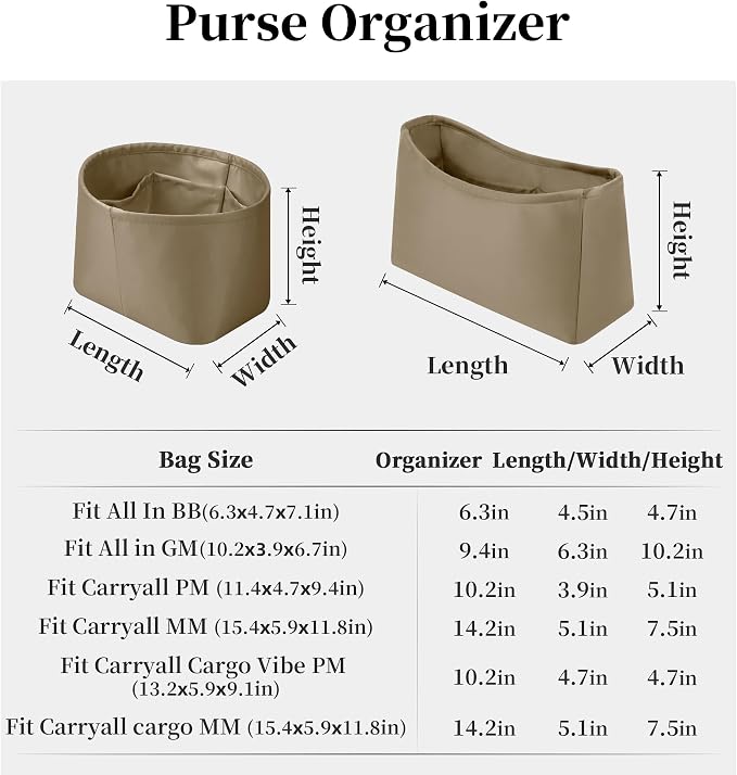 Purse Organizer for LV All In BB, Gris Tourterelle | Tailored Fit, Multiple Pockets, Lightweight Satin, Purse Essentials, Ideal for Travel, Shopping, and Daily Use - Image 5