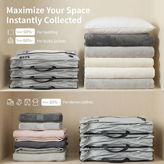 Vacuum Seal Bags for Travel with Pump, Light Grey, 20+24 | Reusable Nylon, Compression Packing Cubes, Space Saving for Carry-On Checked Suitcase & Backpack, Odor & Waterproof, 2 Pcs - Image 6