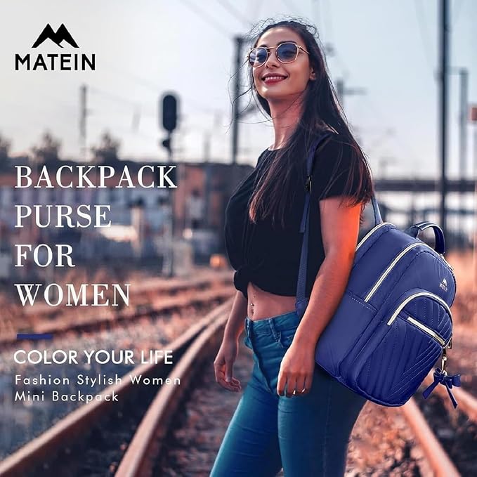 MATEIN Blue Mini Backpack, Small Cute Bookbag Purse for Women, 2pcs Sets | Waterproof Lightweight Fashion Daypack, Ladies Teen Girls Casual Daily Shoulder Bag, Handbags for Travel Work School College - Image 7