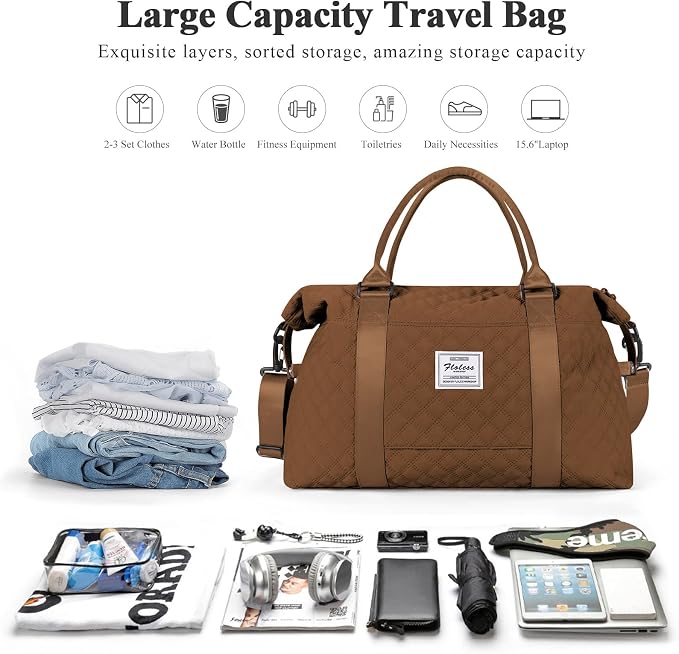 Travel Duffel Bag, Carry On Overnight Weekender Bags for Women | Travel Bag with Wet Pocket & Trolley Sleeve, For Spirit Airlines 18x14x8 Personal Item Bag - Image 3