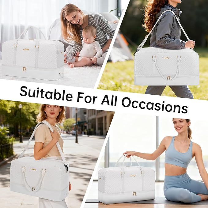 Weekender Bag for Women, 5 Pcs Set Carry on Overnight Bag, 21" Travel Duffel Bag with Waterproof Shoe Compartment for Weekend Travel Business Trip - Image 7