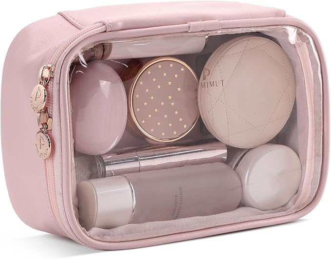 Pocmimut Small Makeup Bag,Clear Make Up Bag Organizer Cute Stuff Pouch Traveling Compact Toiletry Bag Car Bag for Travel Essentials,Pink by Pocmimut