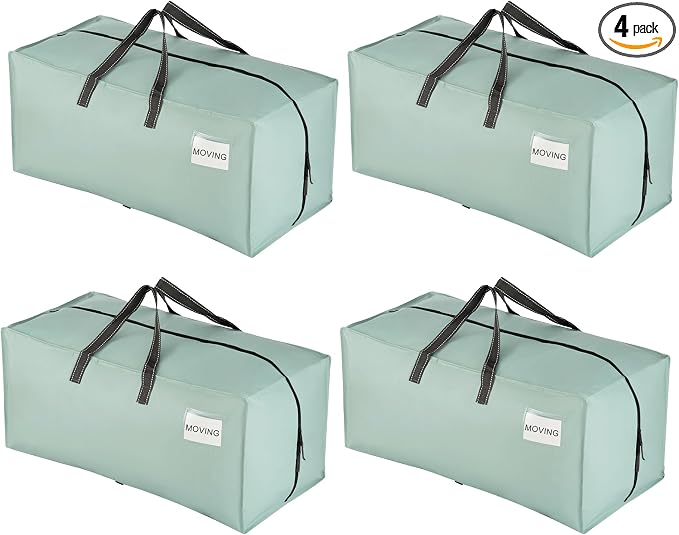VENO 4 Pack Heavy Duty Moving Bags with Backpack Straps, Zippers & Handles, Extra Large Packing Bags for College Dorm Essentials, Moving Supplies Alternative to Cardboard Moving Boxes by Veno