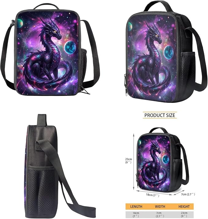 Space Dragon Backpack Boys and Lunch Box Pencil Case 4 Piece Galaxy School Bag for Elementary Middle Back to School Supplies 17'' Large Capacity Lightweight Bookbag - Image 5