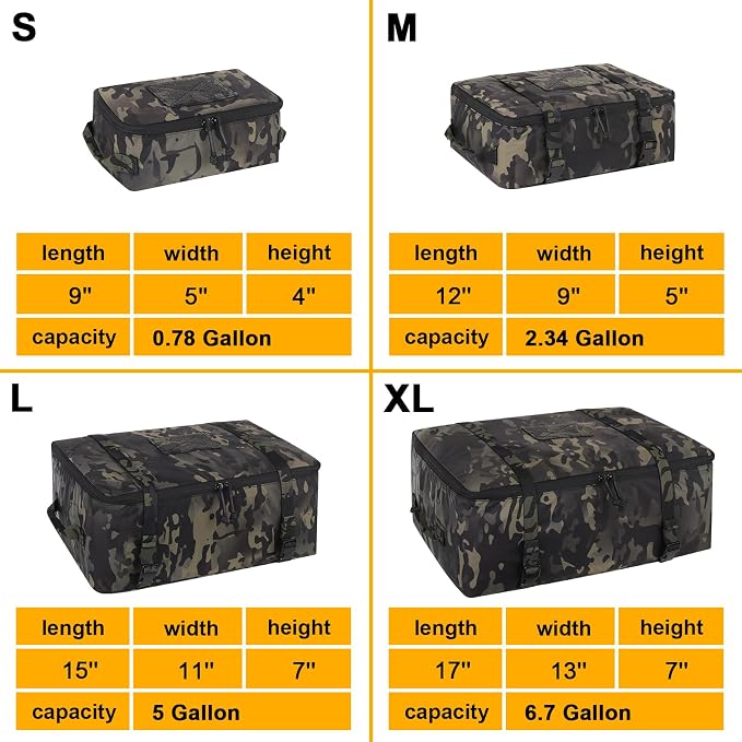 PETAC GEAR 4 PCS Tactical Modular Packing Cubes with Waterproof Material, Large Capacity Storage Bag, Easy Clean Outdoor Travel Organize Storage Pouches Bags (MCBK) - Image 4