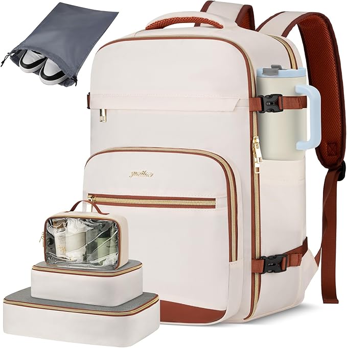 YAMTION Travel Laptops Backpack for Women,Large Carry On Luggage for Airplanes Weekender Bags for Personal Items,Airline Approved TSA Overnight Bags with 4 Packing Cubes by YAMTIONBAGS