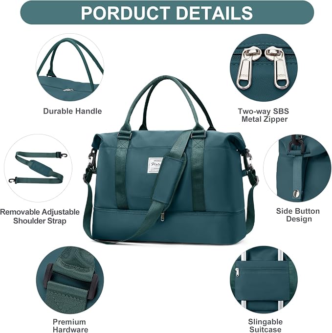 Weekender Bags for Women,Travel Duffle Overnight Bag with Shoe Compartment | Personal Item Carry On Bag,Gym Bag,3 Pcs Set - Image 6