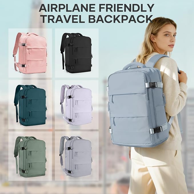 coowoz Travel Backpack For Women Men,Carry On Backpack,Hiking Backpack Waterproof Outdoor Sports Rucksack Casual Daypack travel essentials（Gray Blue） - Image 8