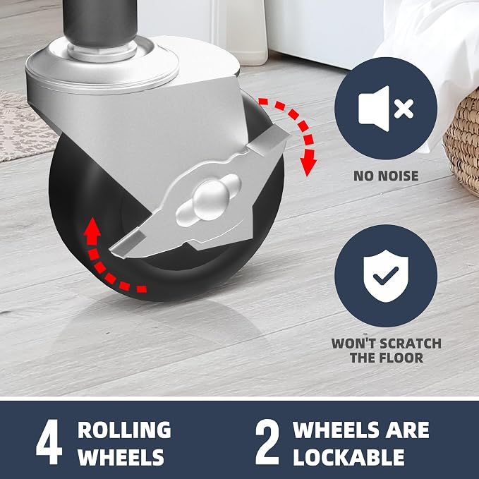 STO STO Laundry Sorter 4 Section, 4 Bag Clothes Hamper, Rolling Laundry Cart Basket with Heavy Duty Lockable Wheels and Removable Bag for Laundry Room, Bedroom, Closet, Beige - Image 5